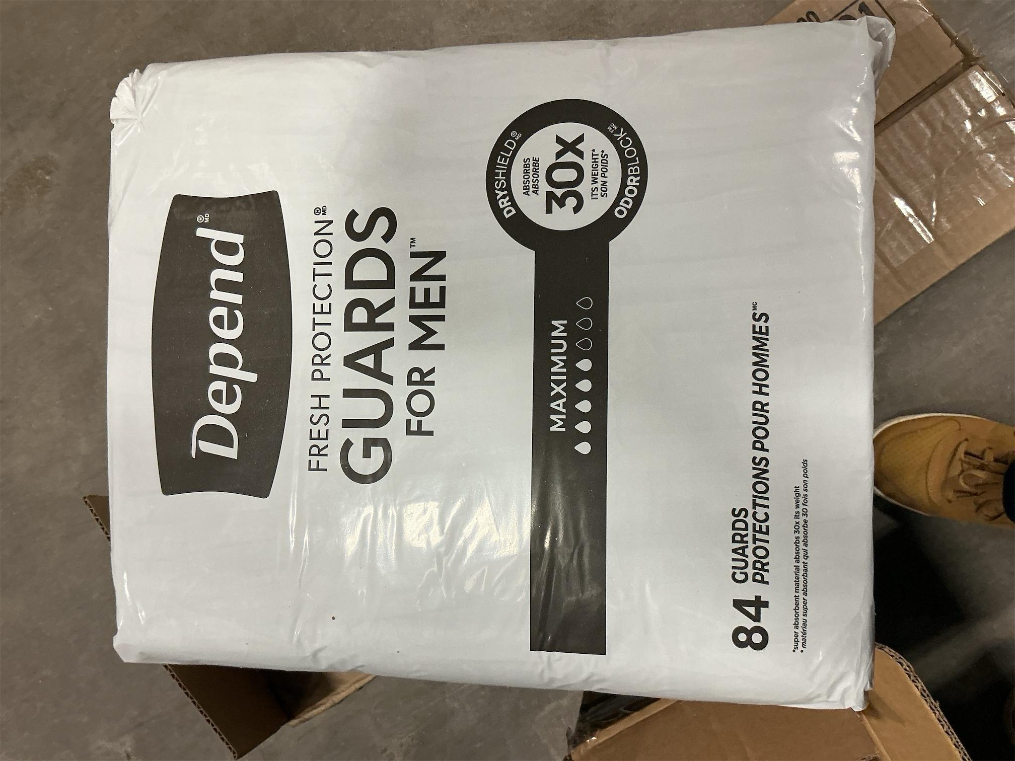 Depend Guards Incontinence Pads for Men, Maximum Absorbency, 168 Count (2 Packs of 84), Packaging May Vary