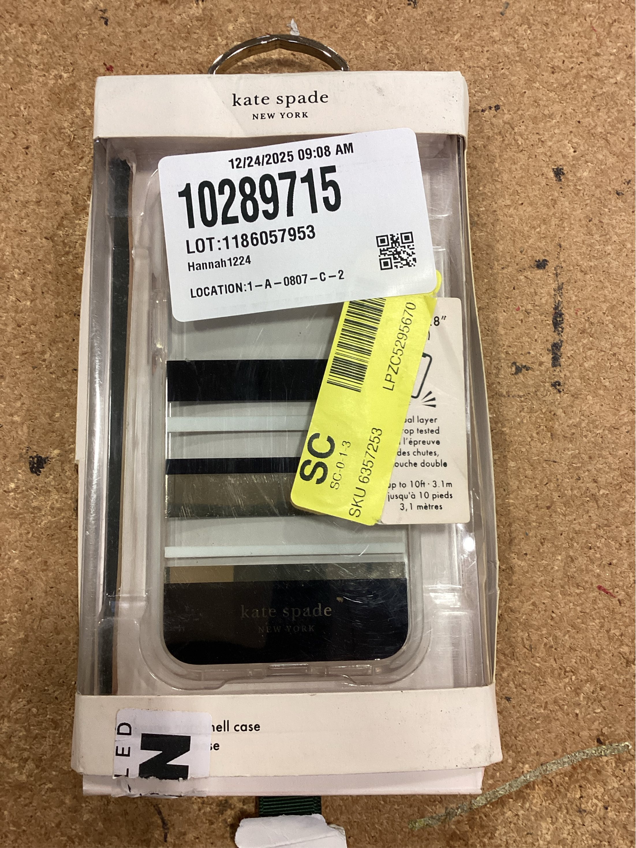 kate spade new york Defensive Hardshell Case (1-PC Comold) for iPhone 11 Pro, Park Stripe Gold Foil/Black/Cream/Cream Bumper/Clear