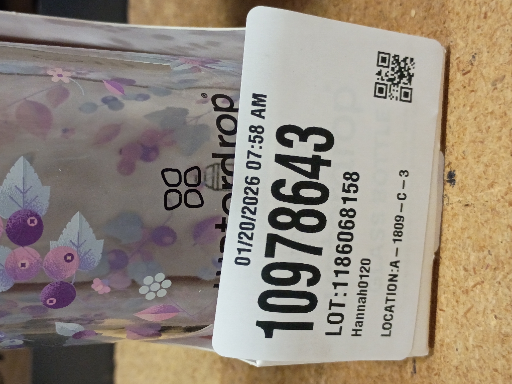 Waterdrop BPA Free Glass Water Bottle,Insulating Neoprene Sleeve/Bamboo Screw Cap, Boost, 20 fl oz