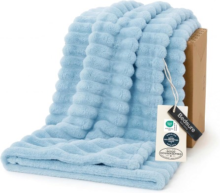 Bedsure GentleSoft Blue Fleece Blanket for Couch - Cozy Soft Blankets for Women, Cute Small Throws for Girls,