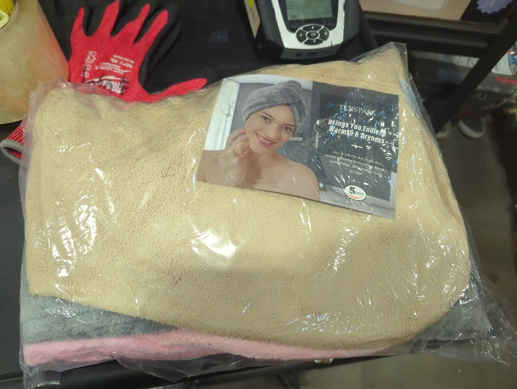 TENSTARS 5 Pack Thicken Microfiber Hair Towel Wrap for Women - Elastic Loop Design - 320GSM Coral Velvet - Quick Dry Hair Turban - 11x28 Inch (Grey Pink Brown FrozenBlue FrozenBerry)