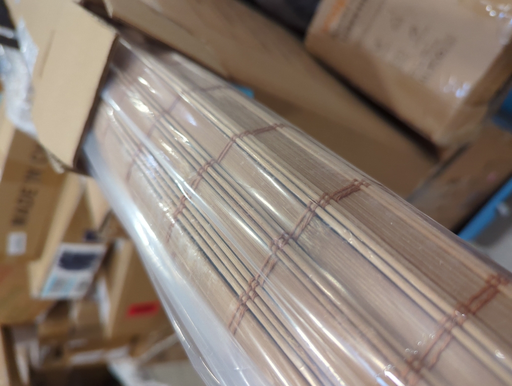 Premium True-to-Size Brown Squirrel Cordless Light Filtering Natural Woven Bamboo Roman Shade – 34 in. W X 48 in. H