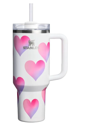 Stanley 30 oz Stainless Steel H2.0 Flowstate Quencher Tumbler Powder Pink Heart