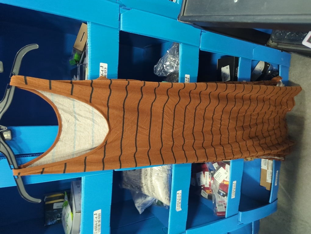 Size L AHAIJ Women's Striped Maxi Tank Dress Casual Summer Sleeveless Crewneck Split Beach Long Sun Dresses