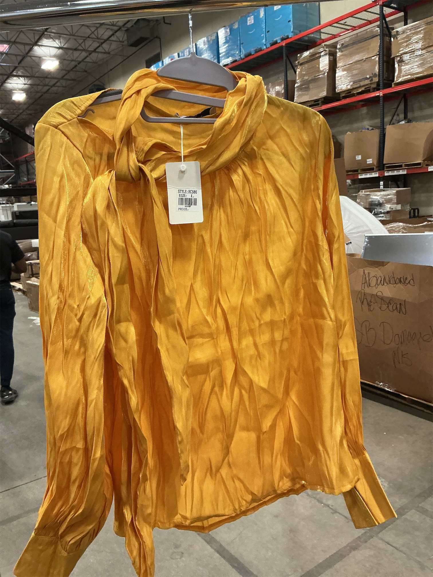 SIZE L EVERLYNN Womens Dressy Blouse Business Work Casual Tie Neck Shirt Tops