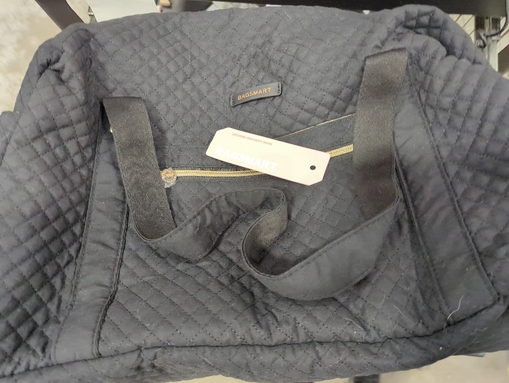 BAGSMART Duffle Bag 37L Large Carry On Weekender Overnight Bag with Wet Pocket , Laptop Compartment And Shoes Bag for for Women, Travel, Business Trips, Sports(Black)