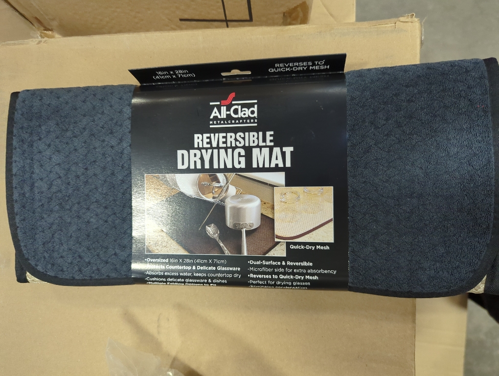 All-Clad Premium Reversible Dish Drying Mat for Kitchen: 16 x 28 Ultra-Absorbent, Long-Lasting, No Condensation, and Oversized for Large Pots and Pans - 1 Pack, Black