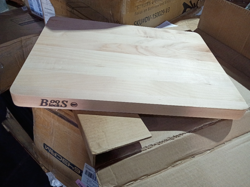 John Boos Chop-N-Slice Series Rectangular Wooden Maple Cutting Board 20”x15” – 1.25” Thick, 10-lb Reversible Butcher Block with Eased Corners & Edge-Grain – Made in the USA