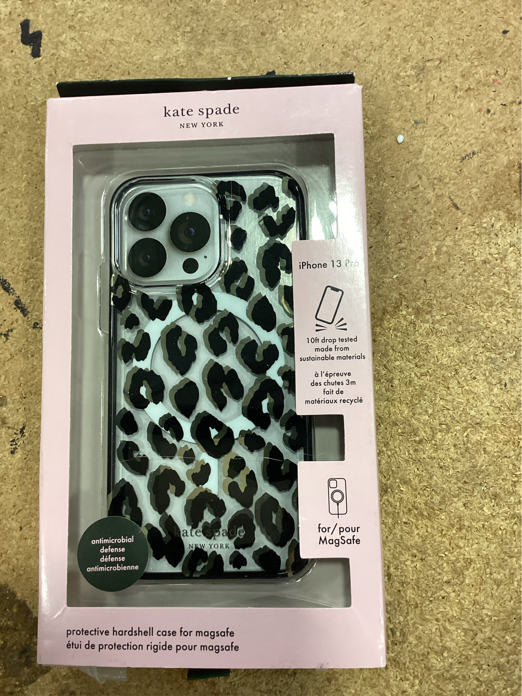 Kate Spade New York Protective Hardshell Case for MagSafe for iPhone 13 Pro - City Leopard Black