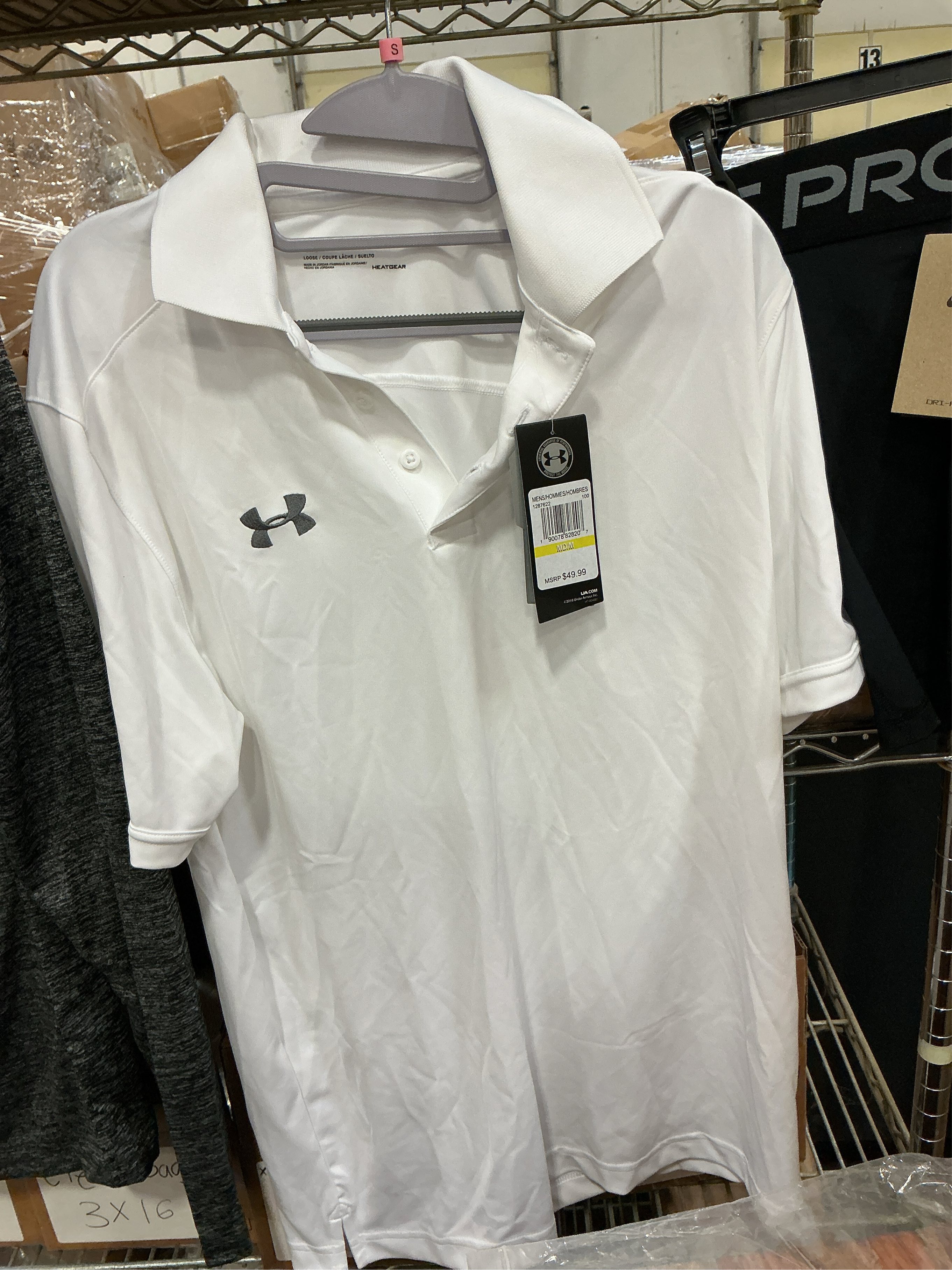 size M/MD. Under Armour Men's Team Armour Polo 1287622 White Medium