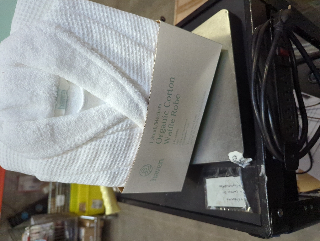 Size small/ medium Haven Waffle Organic Cotton Robe in White