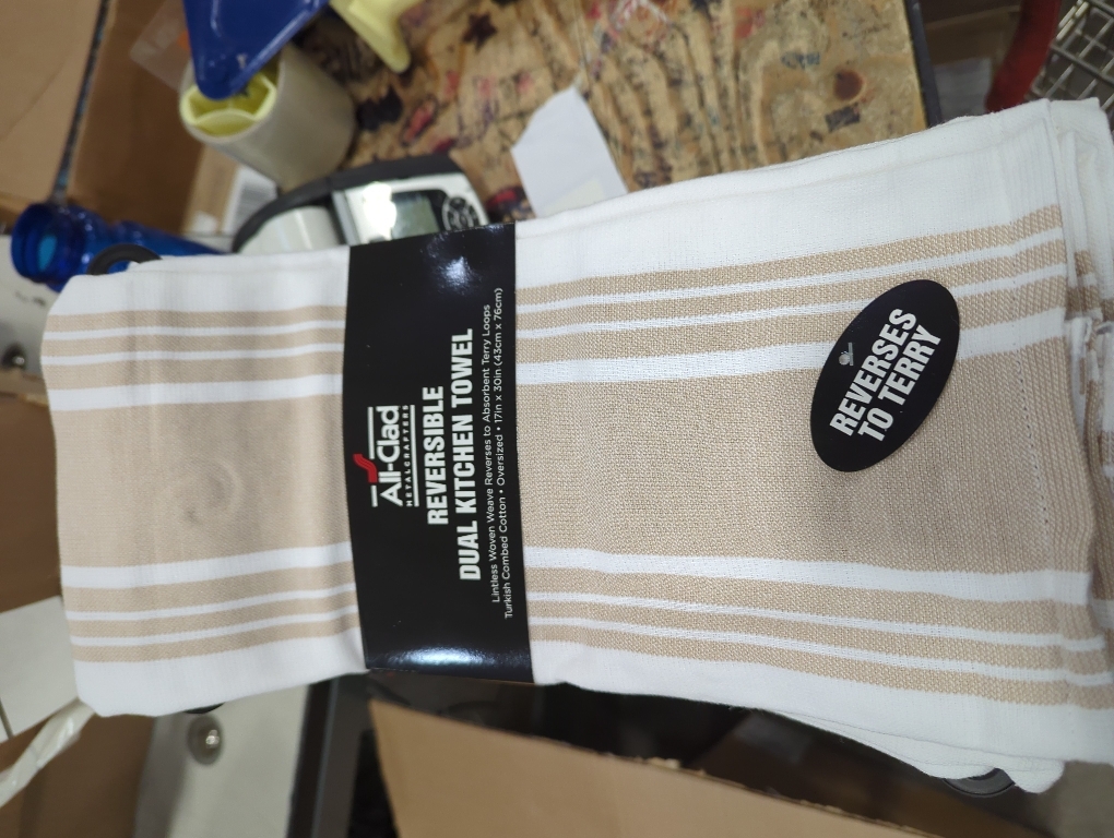 All-Clad Woven Bistro Kitchen Towels: Highly Absorbent, Super Soft Long Lasting - 100% Cotton, 20x30 Dish Towels for Cleaning & Drying Dishes, Pans, Glassware, or Countertops, (2-Pack), Cappuccino