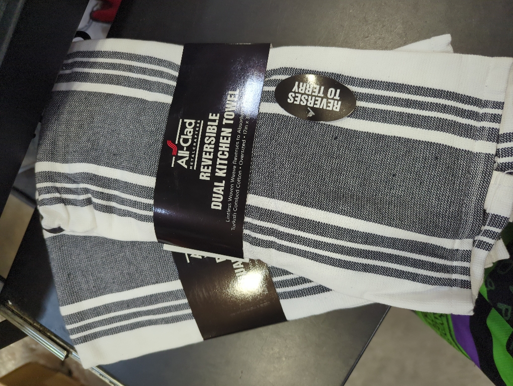 2pk All-Clad Striped Dual Kitchen Towel in Black