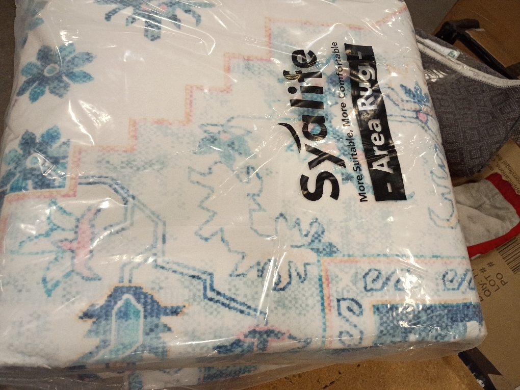 DriftAway Area Rug 5x7 Washable Rugs for Living Room Non Slip Rubber Backing Low Pile Non Shedding Carpet Friendly Boho Foldable Vintage Rugs for Bedroom Dining Room Beige Dark Blue Orange