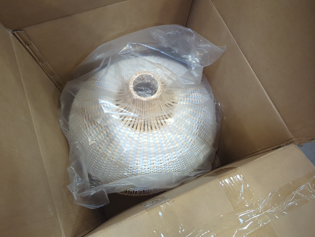 Arturesthome White Rattan Pendant Light for Kitchen Island Sink, Wicker Chandelier, Handmade Woven Hanging Ceiling Light Lampshade