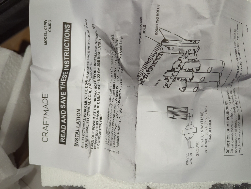 Hardwired Westminster Doorbell Chime-4 or 8-Note for Front Door, Single-Note for Secondary Entrances, Pewter Finish