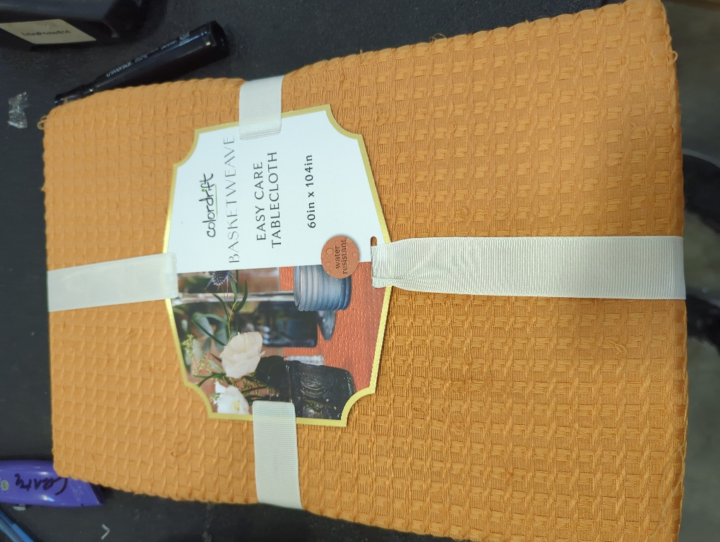 Colordrift Basketweave Orange Easy Care Tablecloth 60 x 104