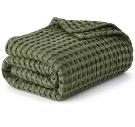 Bedsure Green Woven Blanket Waffle 50x70