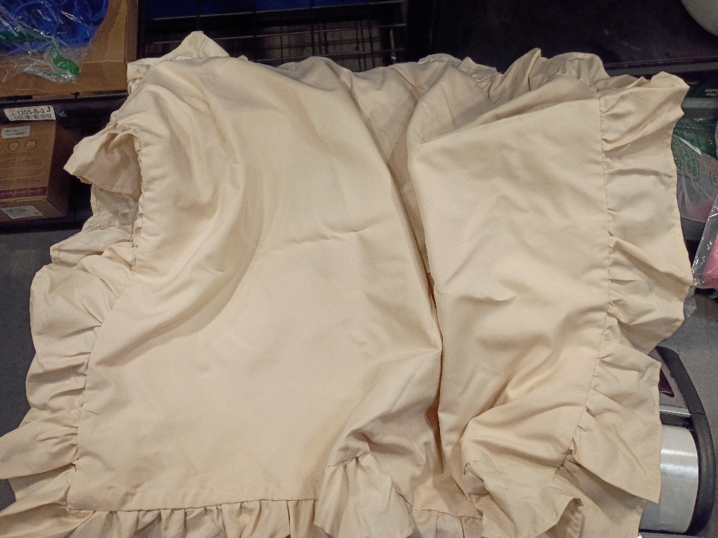 Bedsure Ruffle Pillow Cases Standard Size Set of 2, Beige Pillow Shams | 2.7 French Ruffles, Distressed Vintage Shams, Envelope Closure, Double-brushed Microfiber, 20 x 26, Wrinkle Fade Resistant