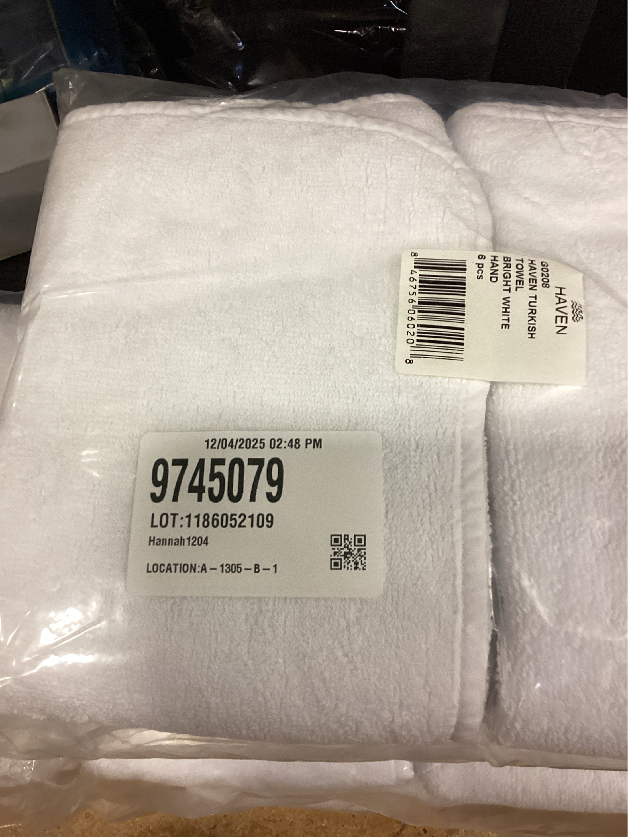 Haven Turkish Cotton Hand Towel in Bright White PACK OF 6