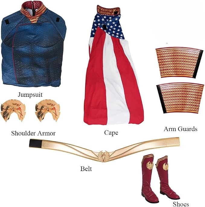 Mens Homelander Cosplay Costume, Homelander Luxury Battle New Uniform Bodysuit with Cloak