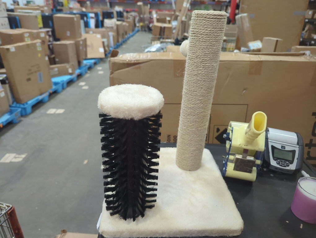 Amazon Basics Cat Scratching Post with Self Groomer for Indoor Cats & Kittens, Small (16.5 H), Beige