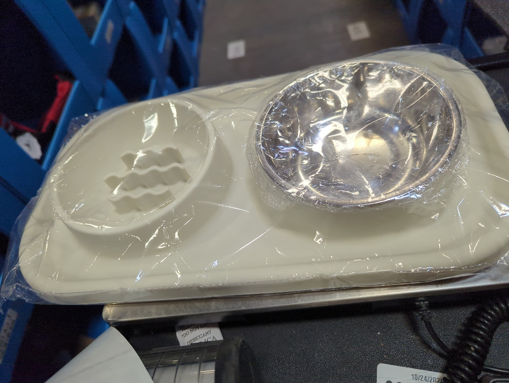 Waterproof Silicone Cat Food Bowls, Stainless Steel & Silicone Slow Feeder Double Bowls, Non-Skid & Non-Spill Raised Edge, Food and Water Feeder for Cat and Puppy