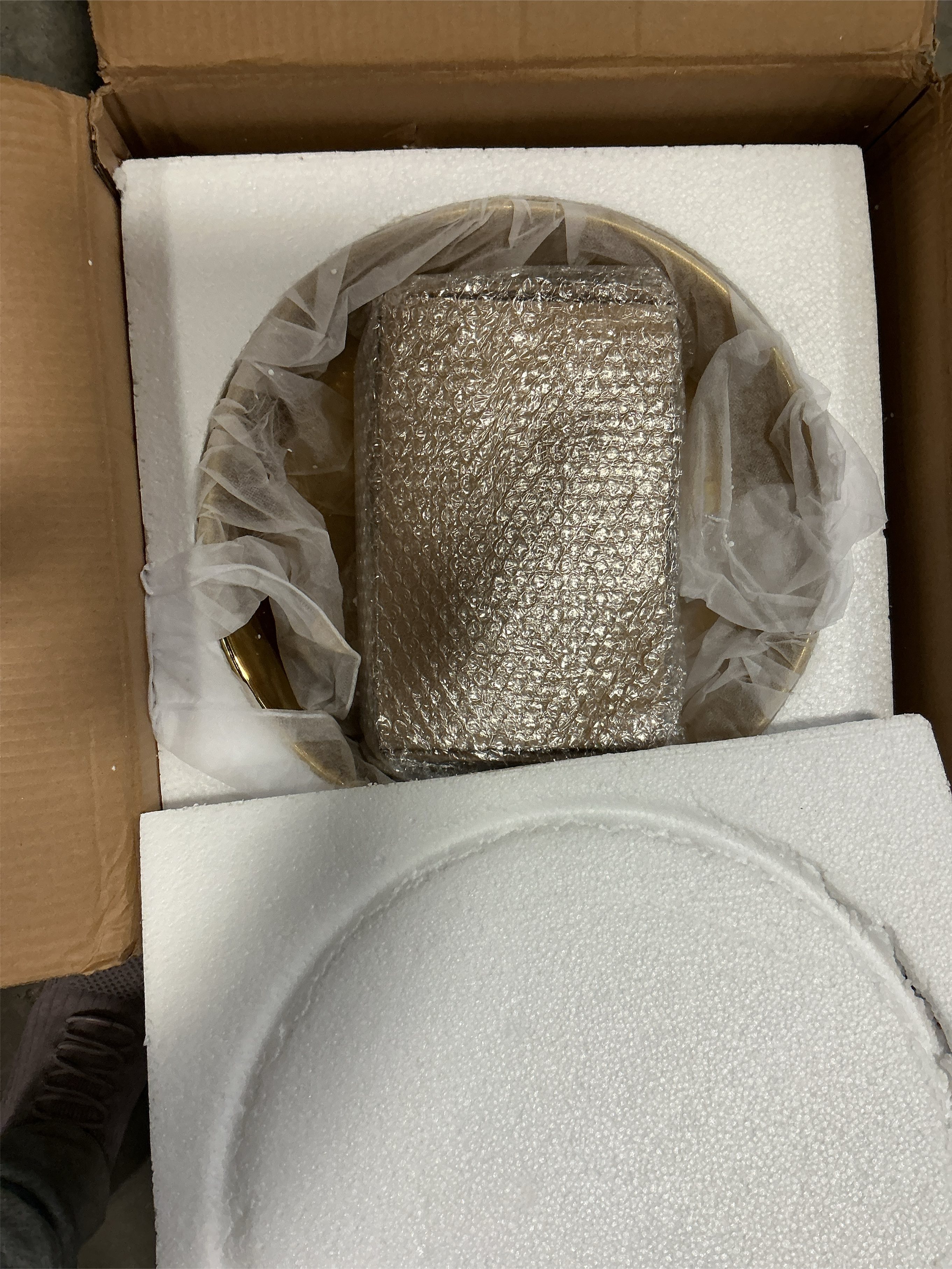 Bathroom Vessel Sink 15 Inch Gold Ceramic Vessel Sink with Waterfall Faucet and Pop-Up Drain Combo,Above Counter Round Bathroom Sink Bowl,Sink for Bathroom