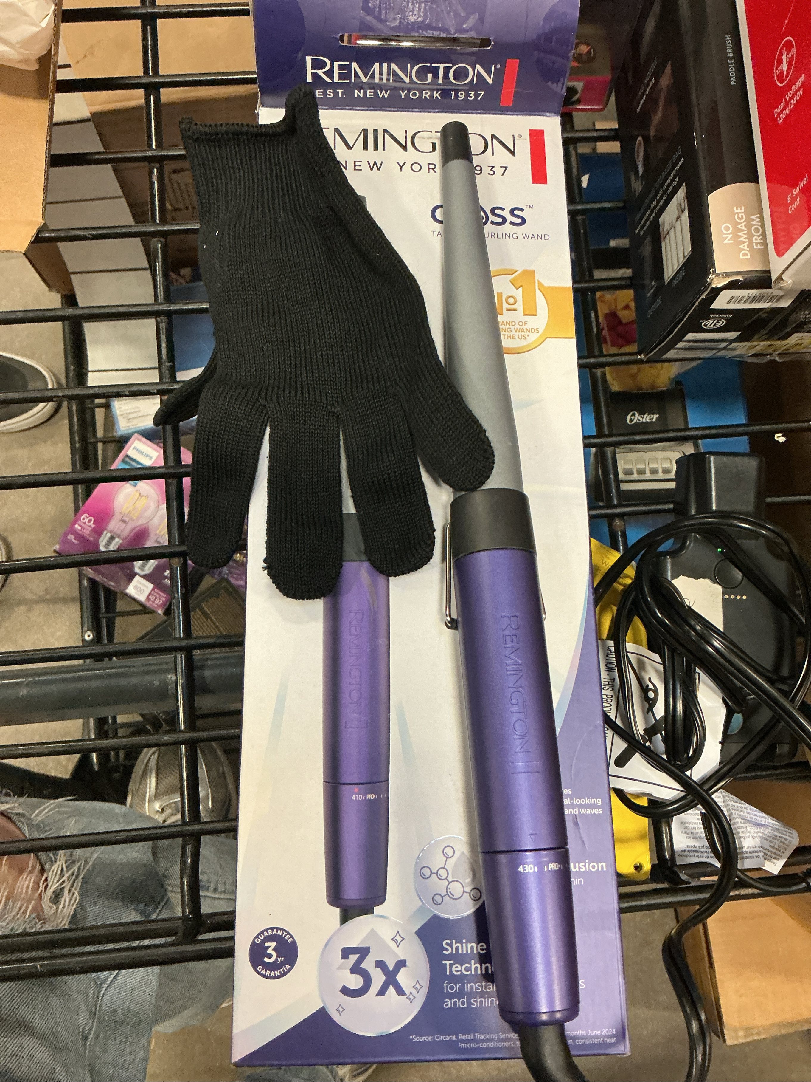 Remington Shine Therapy Argan Oil & Keratin Infused ½-1 Inch Tapered Curling Wand for Natural Curls, Includes Heat Glove