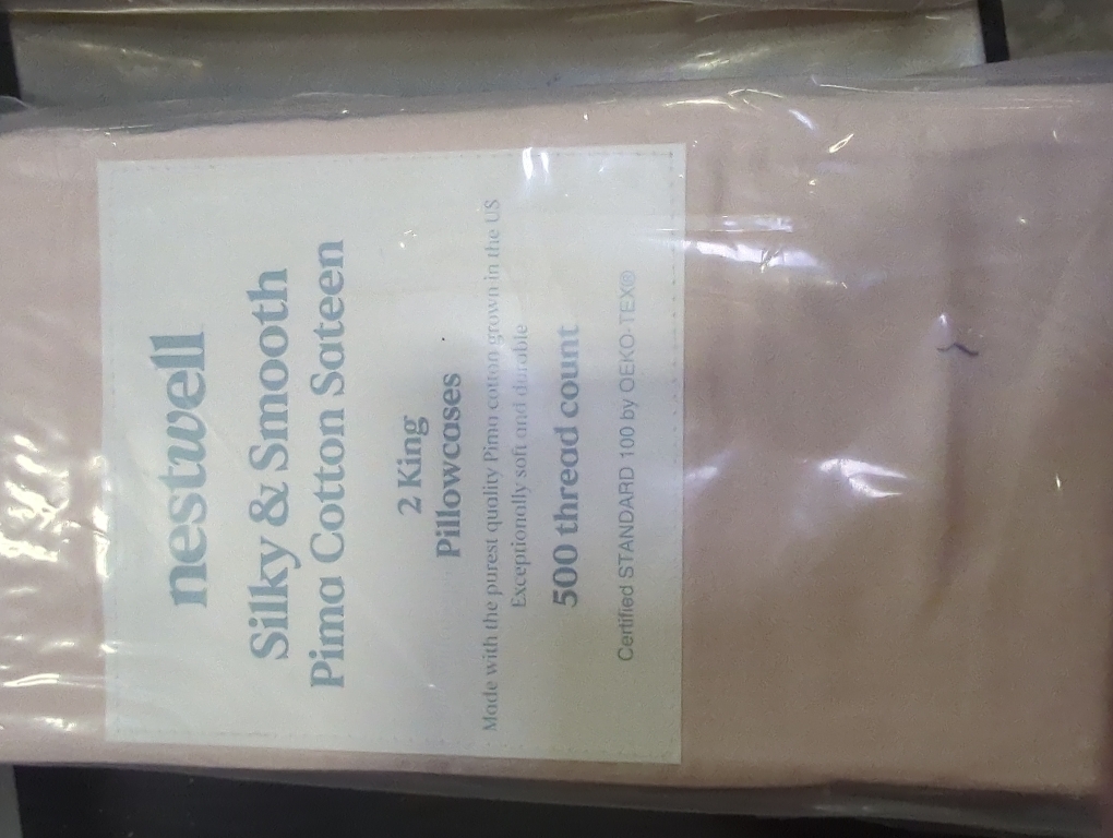 Nestwell Silky And Smooth Pima Cotton Sateen 2 King Pillowcases 500 Thread Count Silver Peony