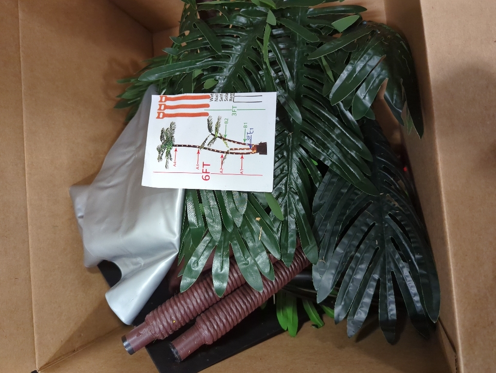 OUSHENG Lighted Palm Tree Bar Outdoor Christmas Decorations Decor, Light Up LED Artificial Fake Faux Trees Lights for Outside Patio Yard Pool Porch Deck Party Tropical, 6FT