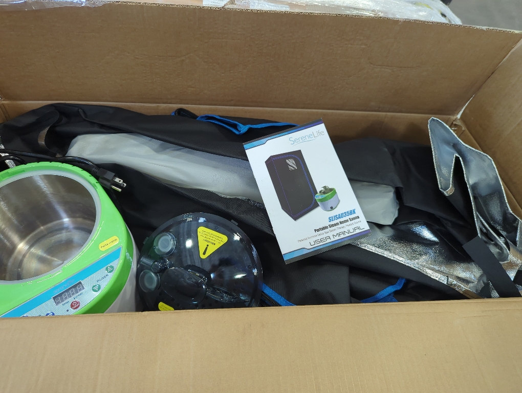 SereneLife Portable Sauna Box for Home, Steam Sauna Tent with Extra Large 4L Steamer - Includes Folding Sauna Chair, Remote Control w/ 9 Heat Levels for in-Home Spa - 2.9' x 2.9' x 5.9'