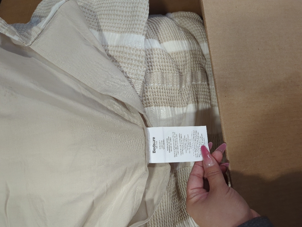 Bedsure Waffle Weave Duvet Cover King - 100% Cotton Boho Duvet Cover with 2 Pillowcases - Linen Color Textured Comforter Cover with Zipper Closure (King, 104x90)