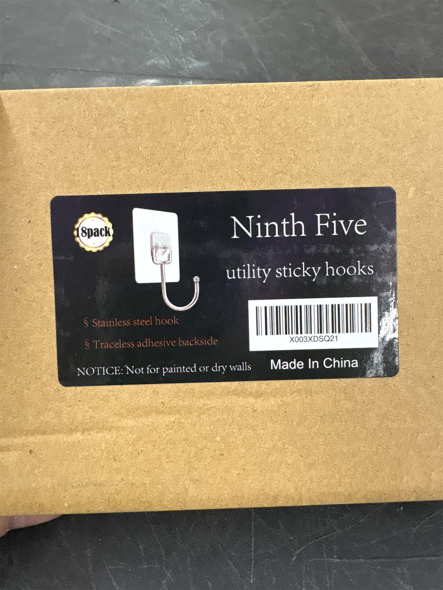 Ninth Five 18Pack Large Adhesive Hooks, 33lb Heavy Duty Ceiling Wall Door Hanging Hooks, Stainless Steel Towel and Coats Hooks for Window Home Kitchen Office
