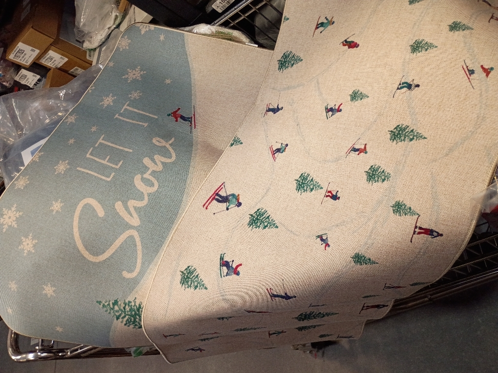 Artoid Mode Skiing Snowboards Let It Snow Winter Kitchen Mats Set of 2, Christmas Low-Profile Home Decor Kitchen Rugs for Floor - 17x29 and 17x47 Inch