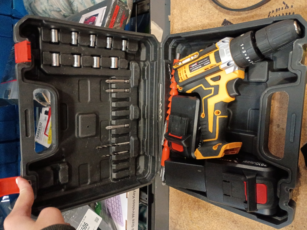 screwdriver For 21V lithium battery impact drill dual speed multifunctional household electric screwdriver repair tools(1 electricity 1 charge)