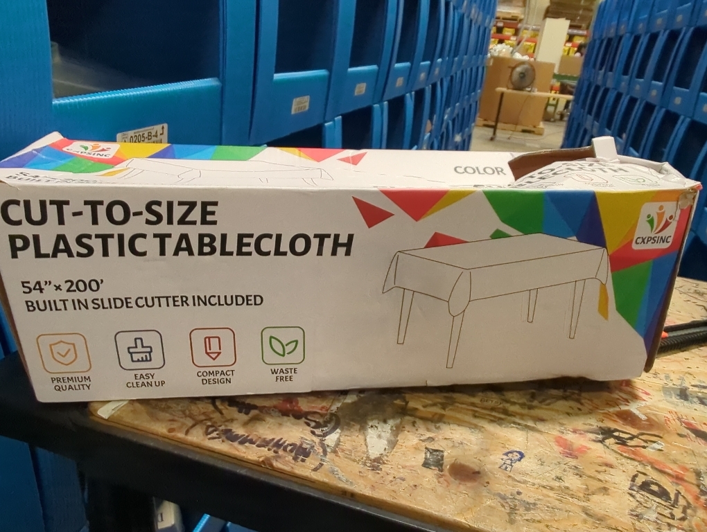 CXPSINC 54 Inch X 300 Feet Plastic Table Cover Roll Disposable Tablecloth with Slide Cutter for All Type/Shape Tables | Picnic, Party, Banquet, Birthdays, Weddings (White, 300 Feet)