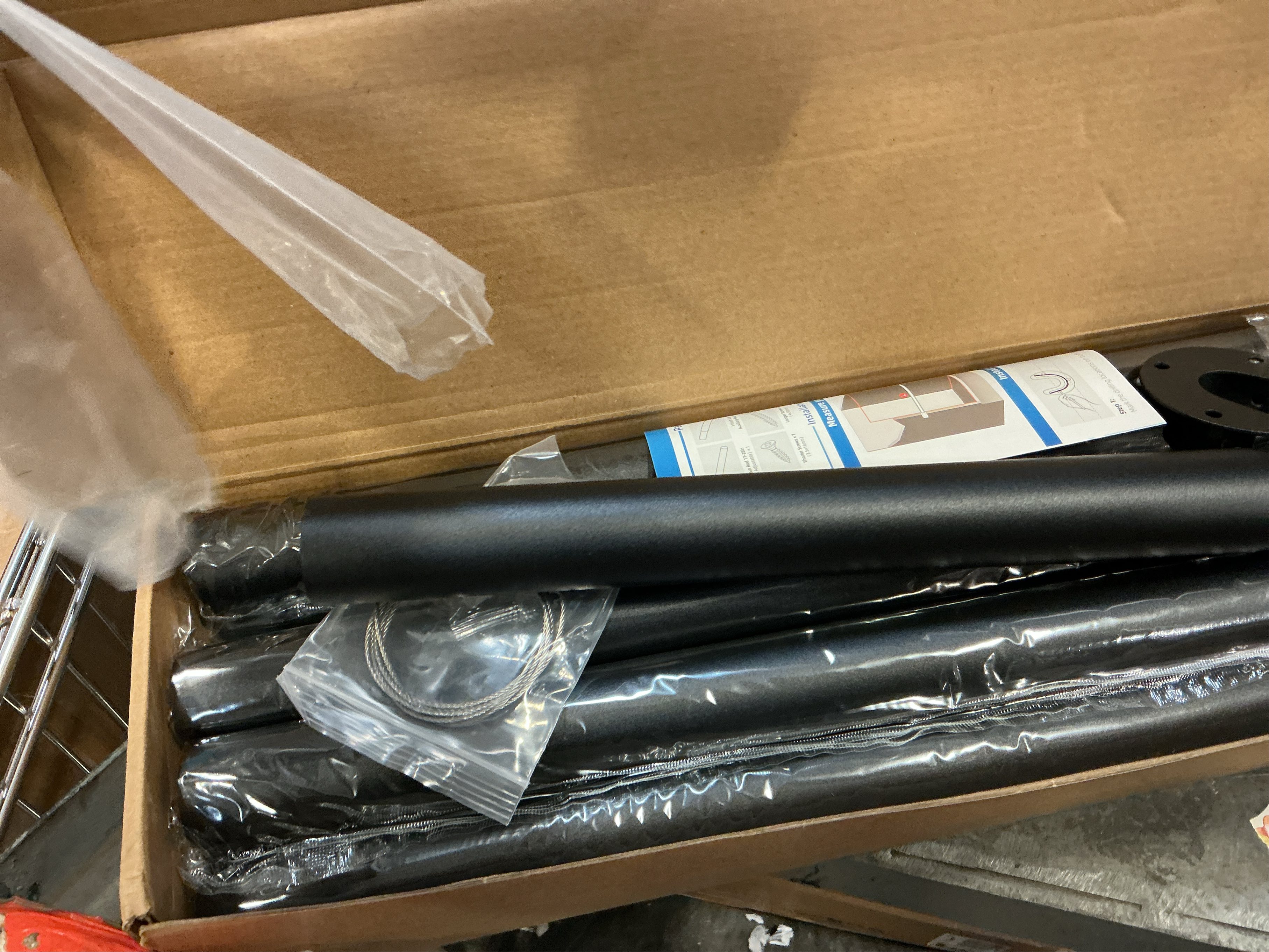 Closet Rods for Hanging Clothes, 17 to 129 Inches Stepless Adjustable Metal Closet Rod, 1.3 Inches Heavy Duty Clothes Hanging Rod for Closet Wardrobes Laundry RV, Black