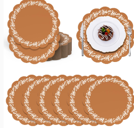 Paper Placemats with Scalloped Edges 15 Inch Chinoiserie Paper Table Mats Vintage Floral Place Mats for Dining Parties Weddings Holidays Table Decorations