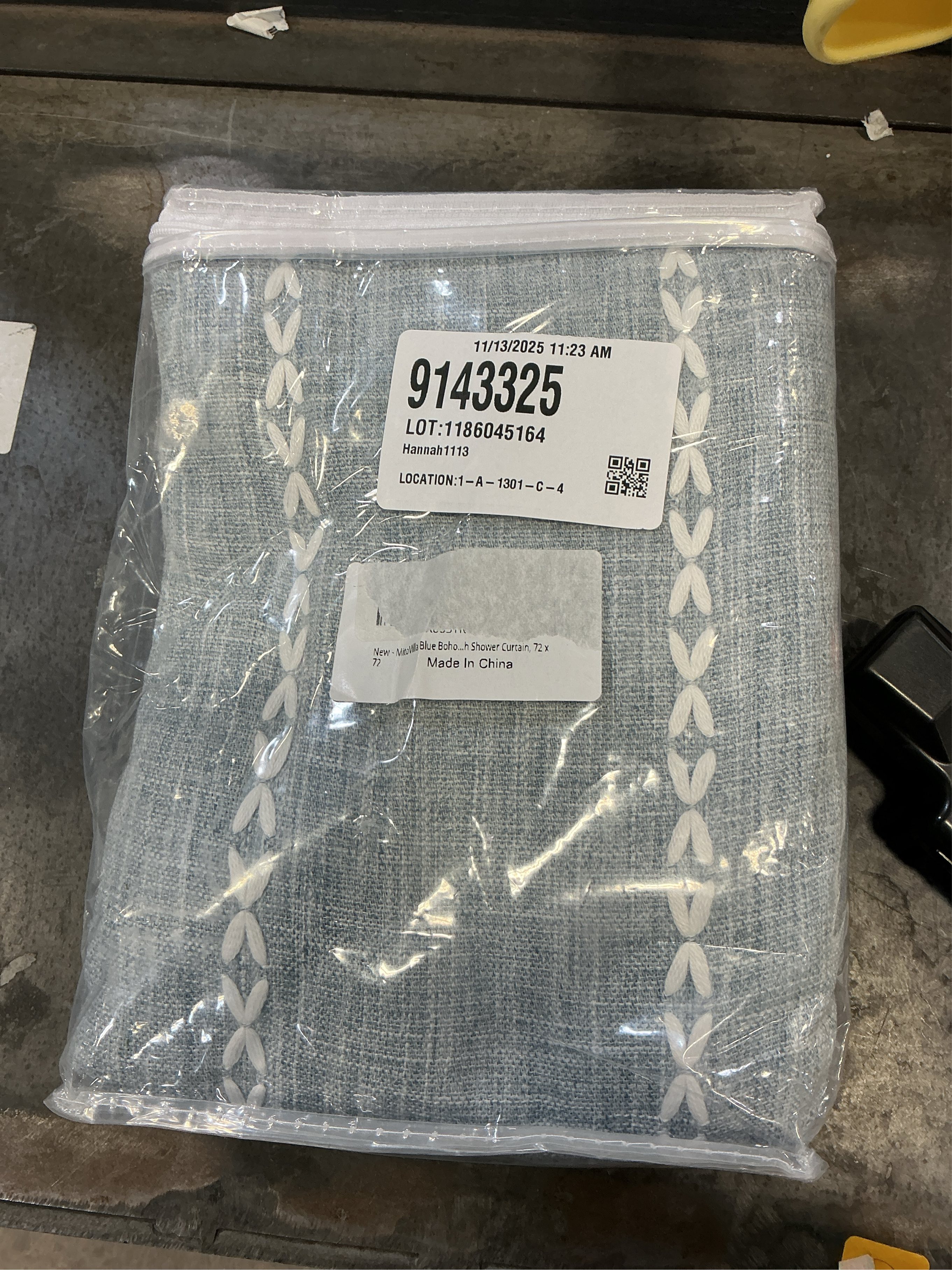 MitoVilla Blue Boho Fabric Shower Curtain, Modern Farmhouse Polyester Linen Shower Curtains for Vintage Rustic Bathroom Decor, Country Tassel Thick Cloth Shower Curtain, 72 x 72