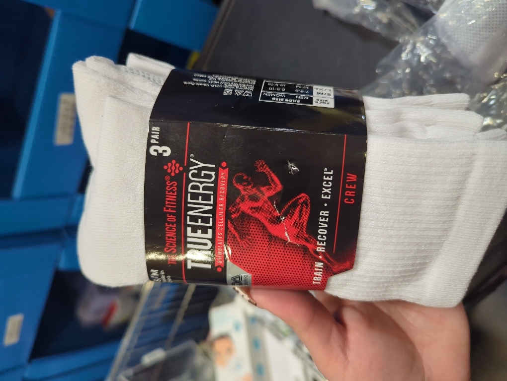 Size S/M POWER-CUSHIONED Performance Crew Large 6 Pair Pack (White), LARGE (Men's shoe