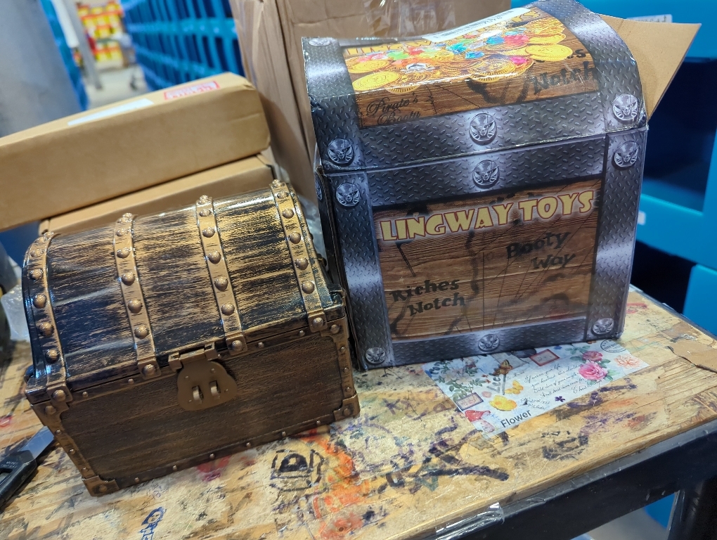 Lingway Toys Kids Pirate Treasure Chest Teacher's Favorite Treasures Collection Storage Box with 2 Sets of Locks and Keys Only(Vintage Bronze Coating,6.3X4.8X5.2)