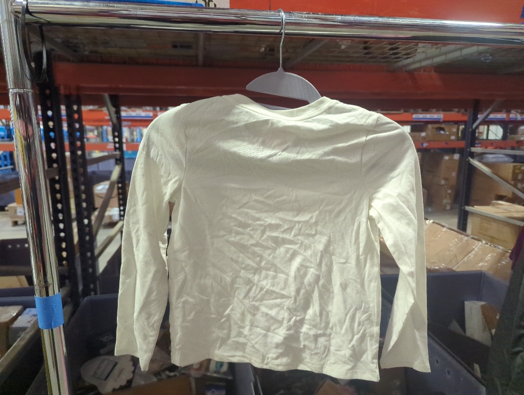 SIZE 6-7. Girls' Long Sleeve 'Jolly and Joyful' Graphic T-Shirt - Cat & Jack™ Off-White S