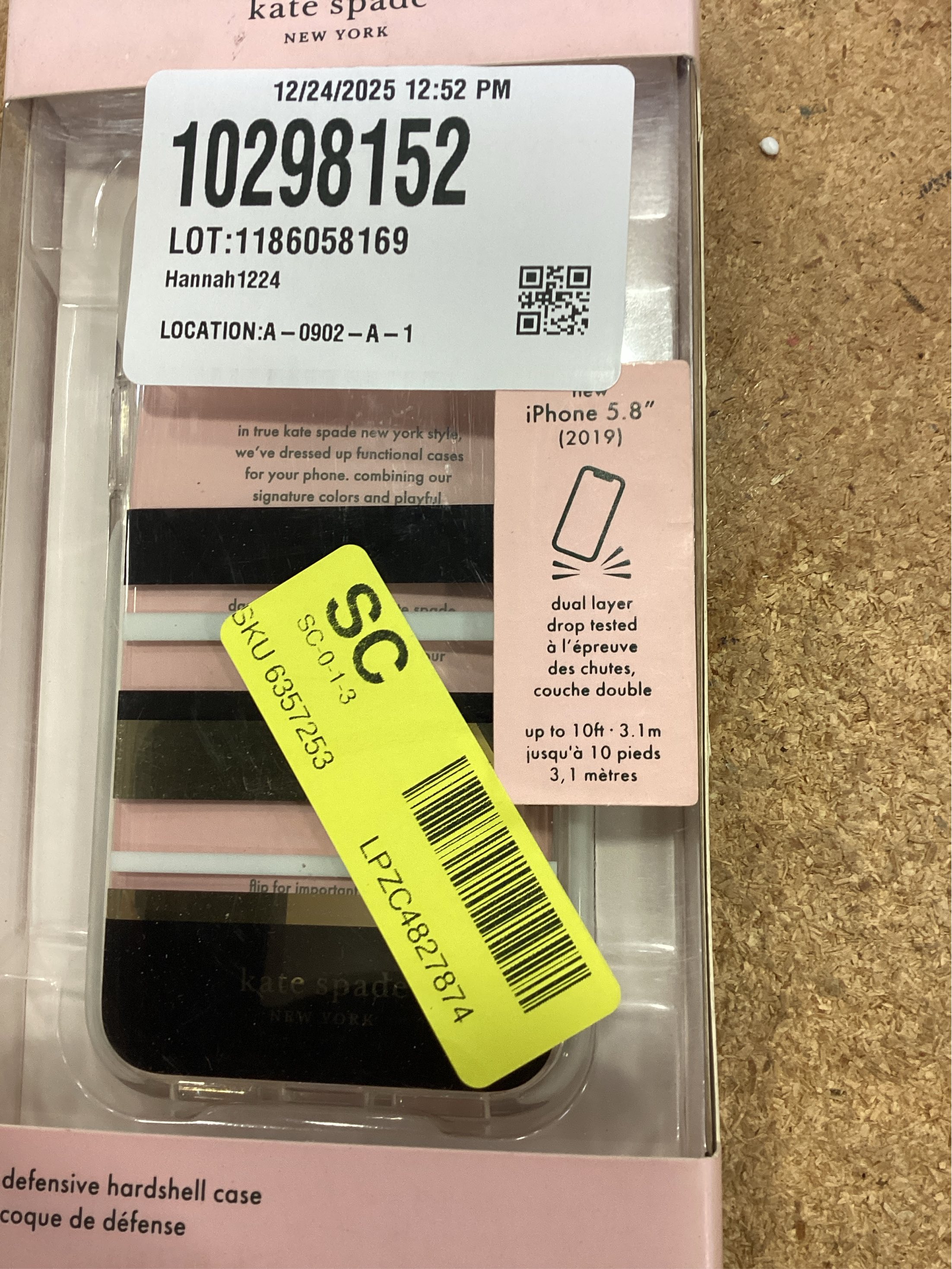 kate spade new york Defensive Hardshell Case (1-PC Comold) for iPhone 11 Pro, Park Stripe Gold Foil/Black/Cream/Cream Bumper/Clear