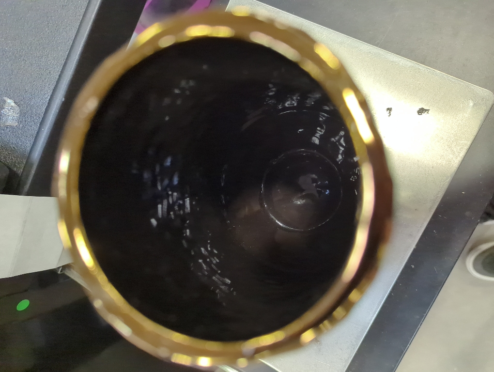 Vase Golden With Ridges With Black Interior