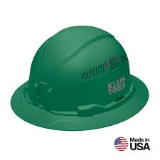 Klein Tools 60941 Hard Hat, Vented, Full Brim Style, Green ...