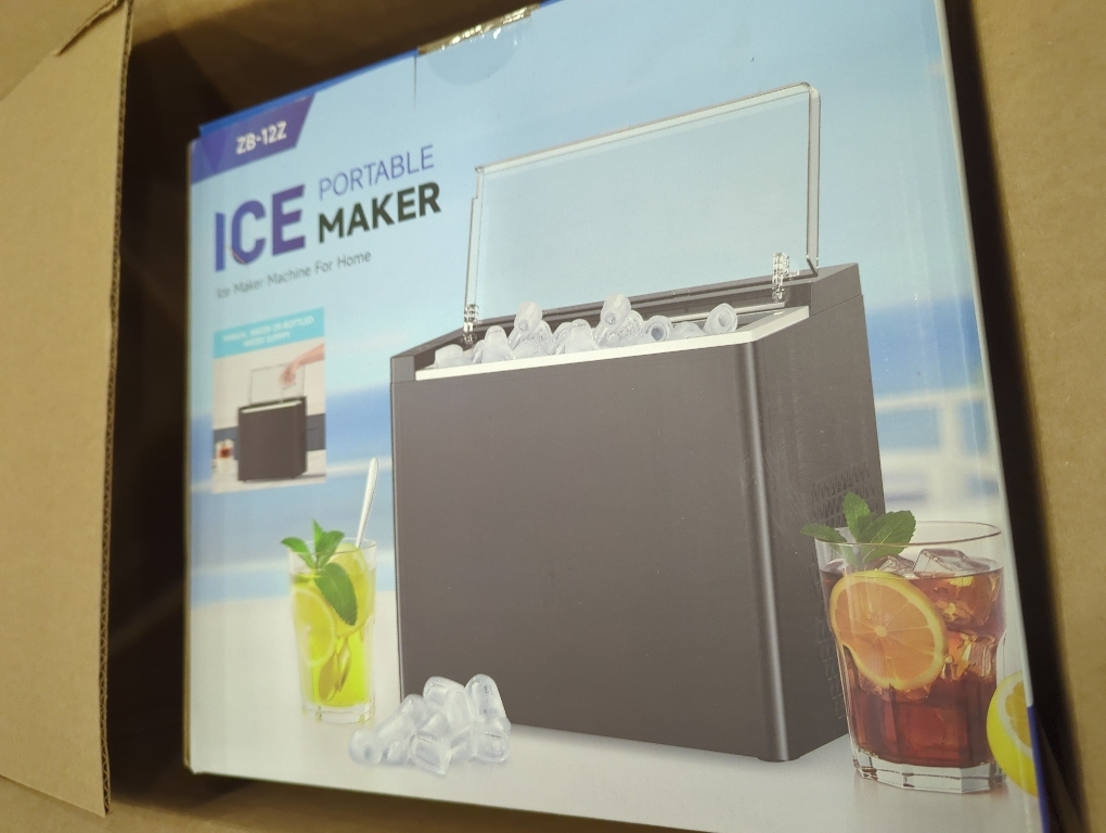 ORFLROA Ice Makers Countertop, 9 Ice Cubes in 6 Mins Portable Ice Maker, 2 Sizes of Bullet Ice (S/L) Small Ice Machine for Home Kitchen Camping (Inky)