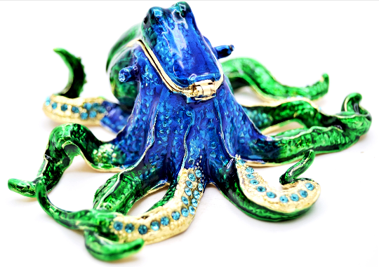 Ciel Collection Wholesale Blue Octopus Trinket Box. Hand Carfted with Swarovski