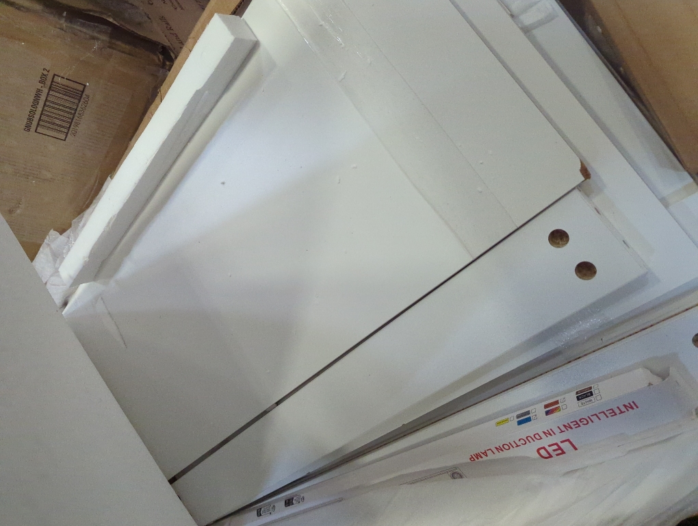 White 2 Glass Door Cabinet With 3 Drawers