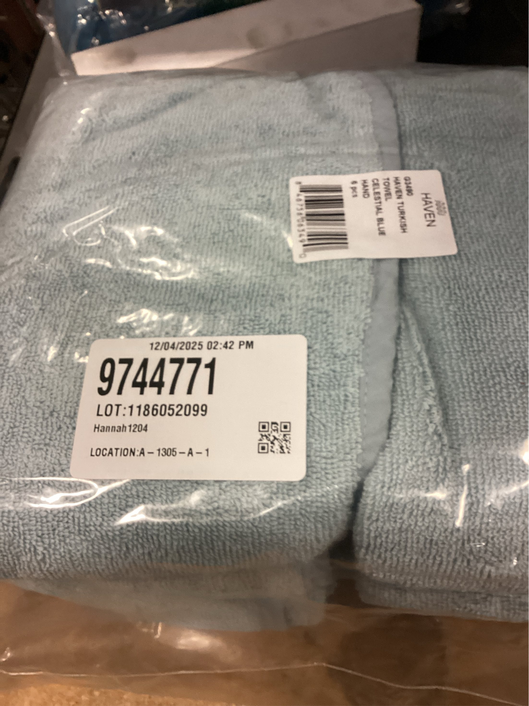 Haven Turkish Cotton Hand Towel in Celestial Blue 6PACK